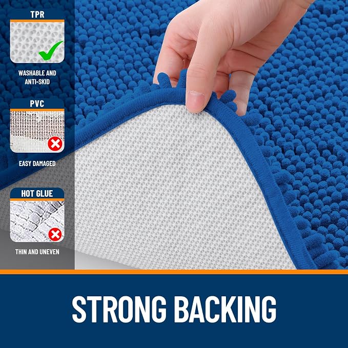 OLANLY Bathroom Rugs 34x21, Extra Soft Absorbent Chenille Bath Rugs, Rubber - Image 6