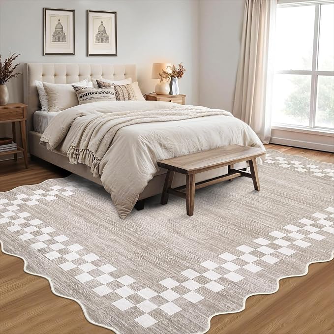 GarveeHome 10x13 Area Rug Large Living Room Scalloped Rug Non Slip Low Pile - Image 7