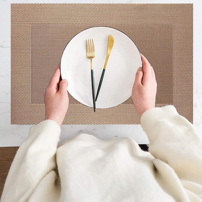 PIGCHCY Placemats Vinyl Washable Table Mats Elegant Non-Slip Placemats - Image 6