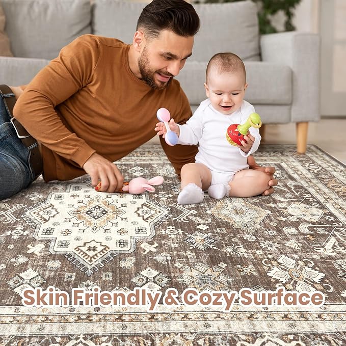 Vintage Living Room Square Area Rug 6x6 - Image 3