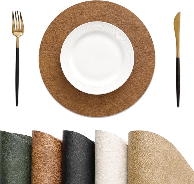 MOSAYT 13 Inch Round Vinyl Placemats Set of 4 by MOSAYT