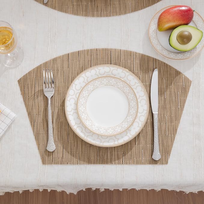 SHACOS Wedge Shape Placemats Set of 4 Woven Vinyl Placemat - Image 2