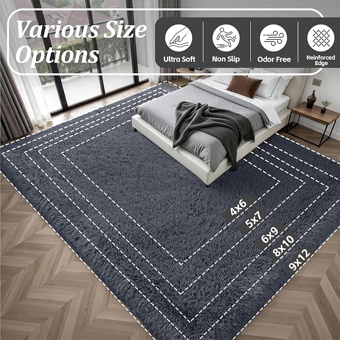 Fluffy 4x6 Area Rugs for Living Room Bedroom: Ultra Soft Shag Rug Non-Slip - Image 9