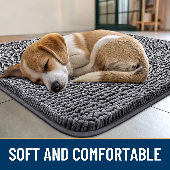 Smiry Dog Door Mat for Muddy Paws 40x24, Absorbent Dirt Trapper, Non-Slip - Image 2