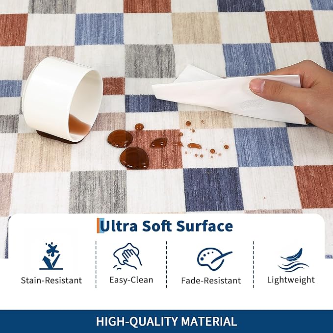 GarveeHome 2x3 Small Rug for Bathroom Machine Washable Modern Checkered Area - Image 4