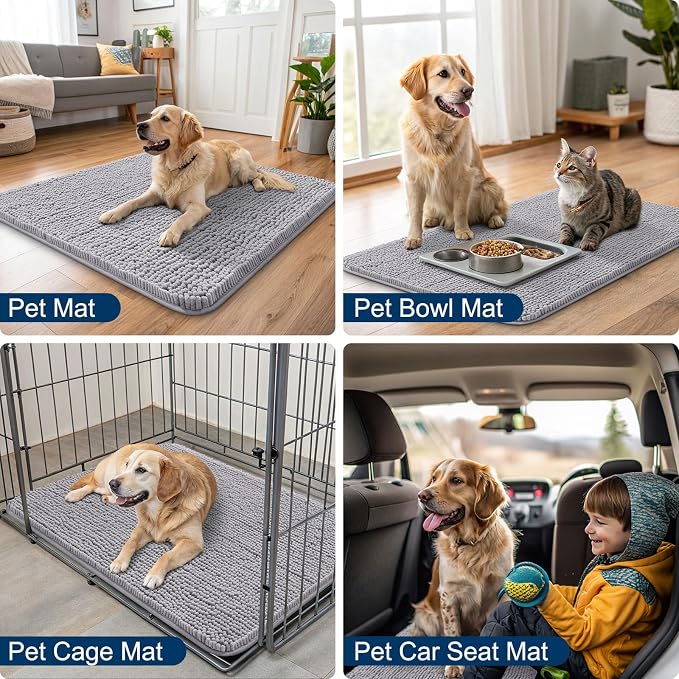 Smiry Dog Door Mat for Muddy Paws 36x24, Absorbent Dirt Trapper, Non-Slip - Image 6