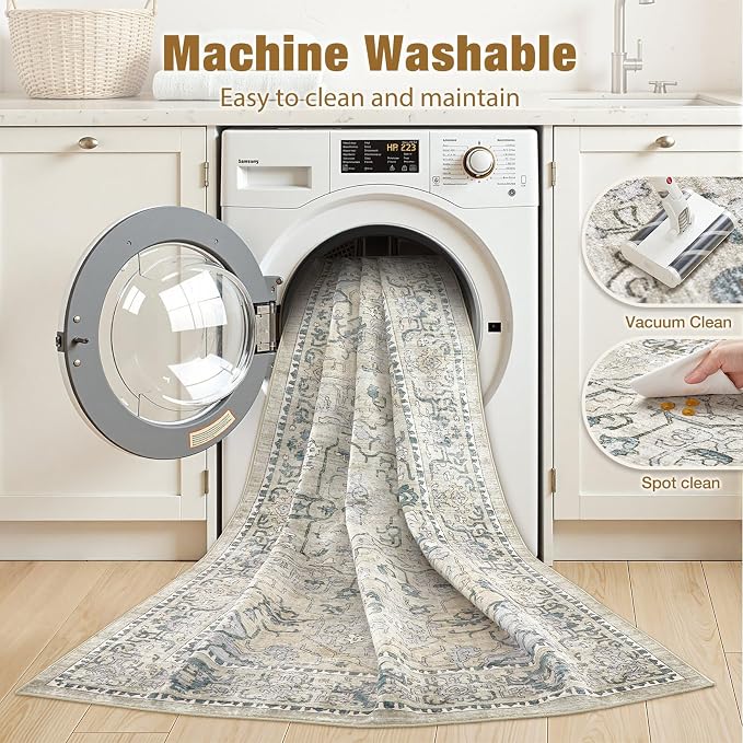 cotiled 3x5 Area Rug Machine Washable Vintage Carpet - Image 3