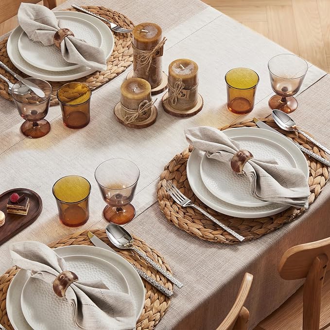 100% Pure French Linen Table Runner 72 Inches Long, Natural Hemstitch Tablecloth - Image 3