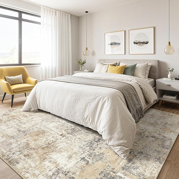 6x8 Area Rug Living Room: Large Washable Abstract Modern Soft Rugs Stain - Image 4