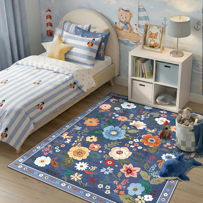 RELEANY Floral 3x5 Area Rugs Washable Print Boho Cute Carpet Non Slip Flower - Image 2
