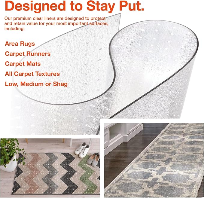 Clear Carpet Runner, USA Made, 30 x 60 Inch, 2mm Thick Cleated Vinyl, Rug - Image 6