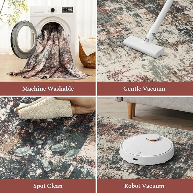 Rugflix 8x10 Area Rugs for Living Room, Washable Large Rug Stain-Resistant Low - Image 4