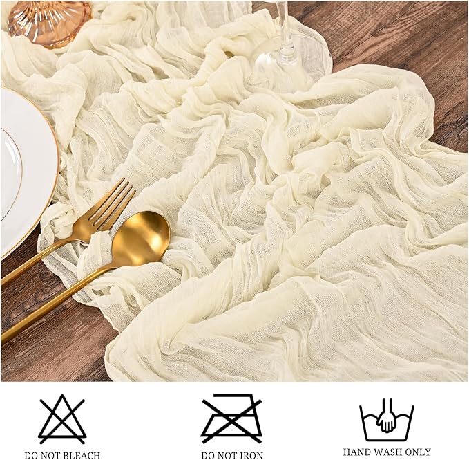 15 Pack Ivory Cheesecloth Table Runner Boho Gauze Wedding Decor | Rustic Sheer - Image 4