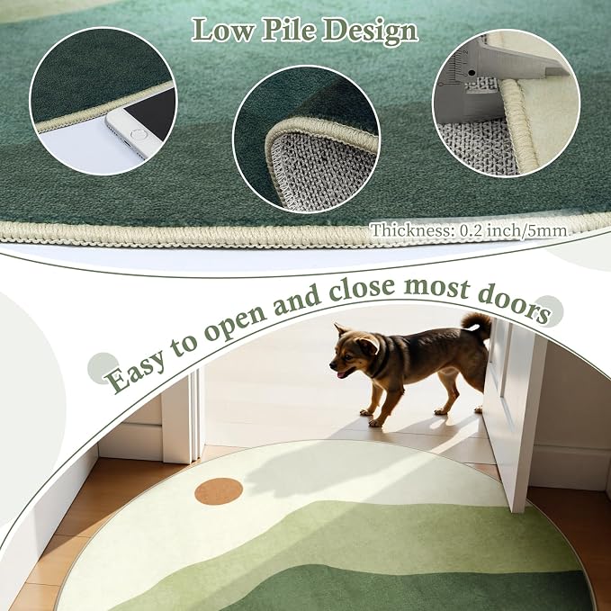 6ft Round Rugs for Living Room, Soft Washable Non-Slip Large Circle Rug - Image 3