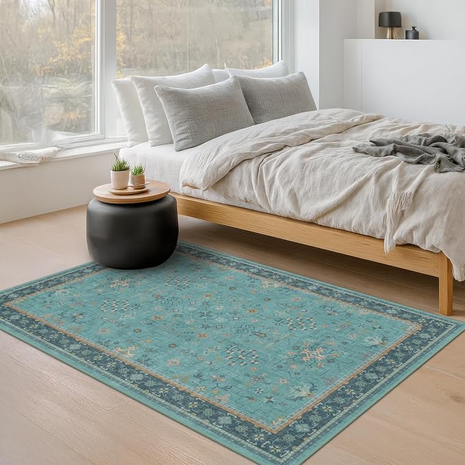 Hazo Haus Teal 3x6 Wide Non Slip Kitchen Rug - Image 6