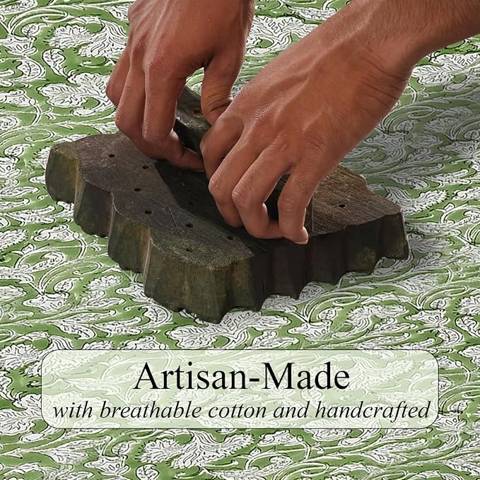 Sage Green Hand Block Print 100% Cotton Table Runner 16x90 Inch | Perfect - Image 3