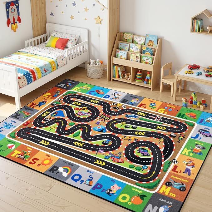 RogaraRace Track Rugs for Kids, Car Track Play Mat - Image 4