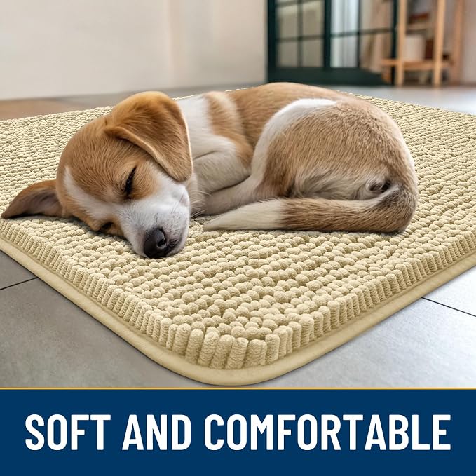 Smiry Dog Door Mat for Muddy Paws 48x30, Absorbent Dirt Trapper, Non-Slip - Image 2