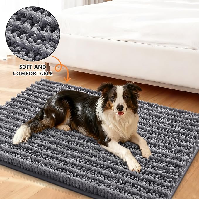 Smiry Dog Door Mat for Muddy Paws 59x20, Absorbent Dirt Trapper, Non-Slip - Image 2