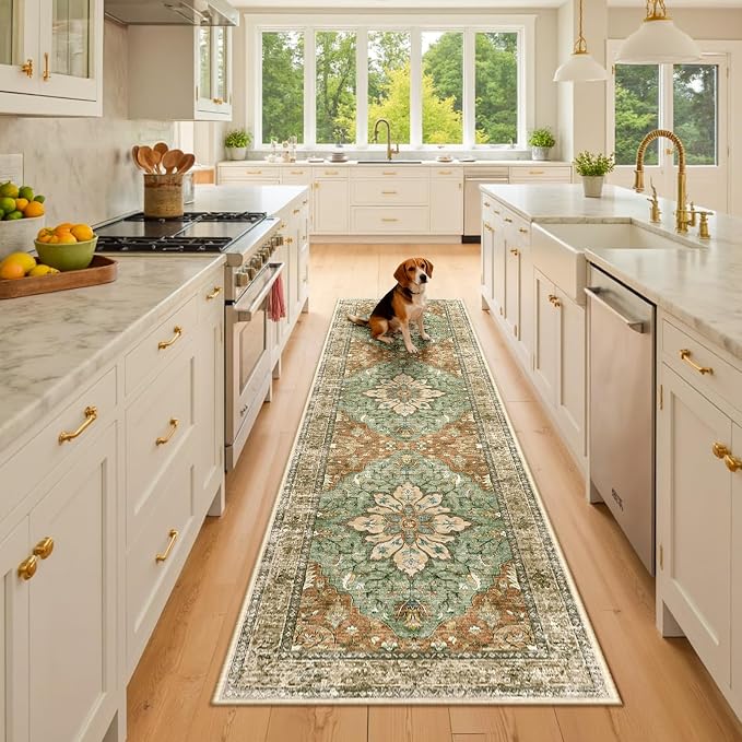 RELEANY Area Rugs Runner 2'x8' Washable Non-Slip, Floral Vintage Distress - Image 3