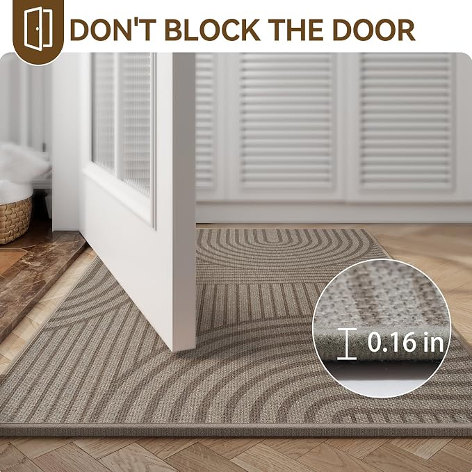 Front Door Mat 17''x30'', Absorbent Dirt Resist Washable Non Slip Low-Profile - Image 5