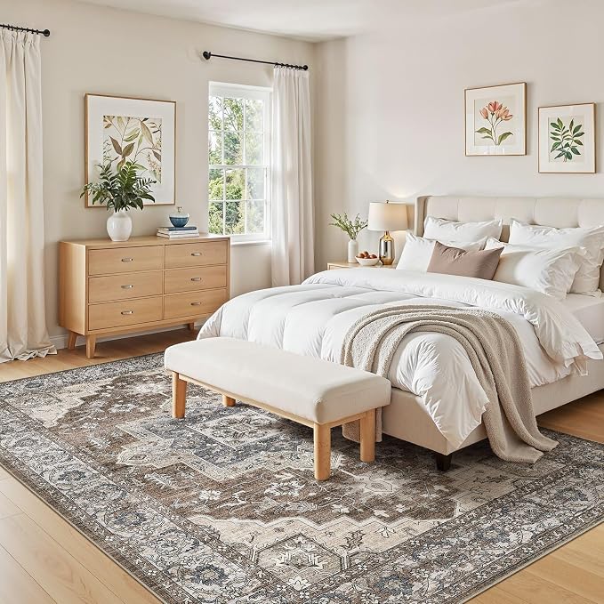 8x10 Area Rugs Living Room: Washable Vintage Rug Large Non-Slip Stain Resistant - Image 5