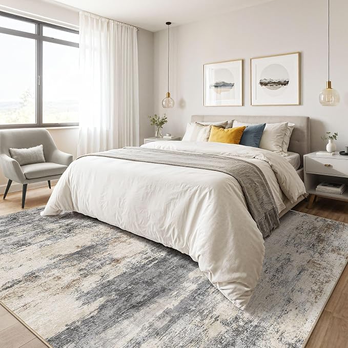 6x8 Area Rugs Living Room: Washable Large Abstract Modern Soft Rug Stain - Image 4
