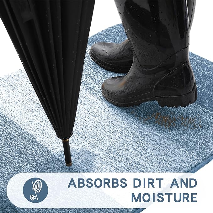 Kitinjoy Indoor Outdoor Door Mat, 32x20 Non-Slip Absorbent Dirt Trapper - Image 2