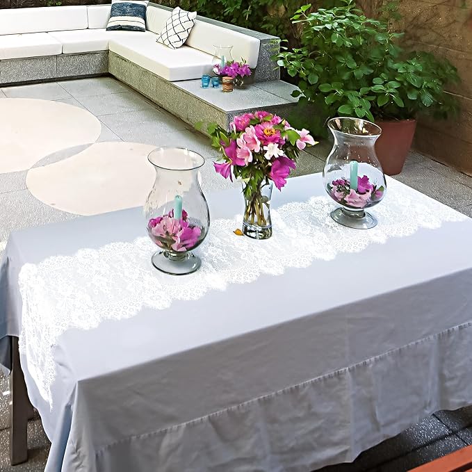 2 Pcs White Lace Table Runner 14 x 120 Inch Vintage Table Runner - Image 4