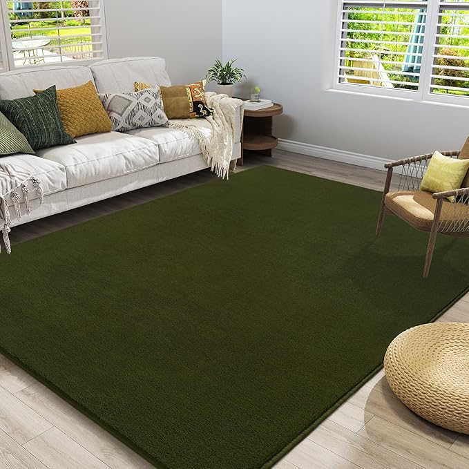 Amearea Modern Area Rugs for Bedroom Living Room, 4x6 Feet Olive Green - Image 3