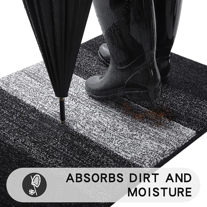 Kitinjoy Indoor Outdoor Door Mat, 59x20 Non-Slip Absorbent Dirt Trapper - Image 2
