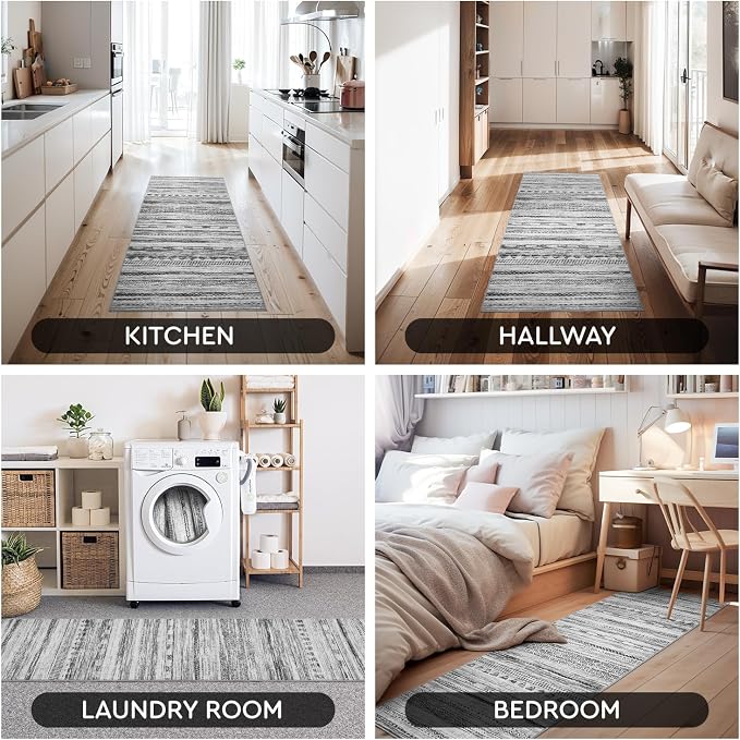 2x8 Runner Rug Machine Washable Non Slip Area Rug Distressed Neutral Moroccan - Image 7