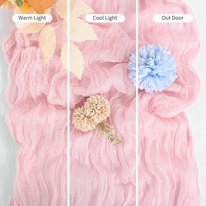 25 Pack Pink Table Runner 17 x 108inch Cheesecloth Table Runner Boho Gauze - Image 6