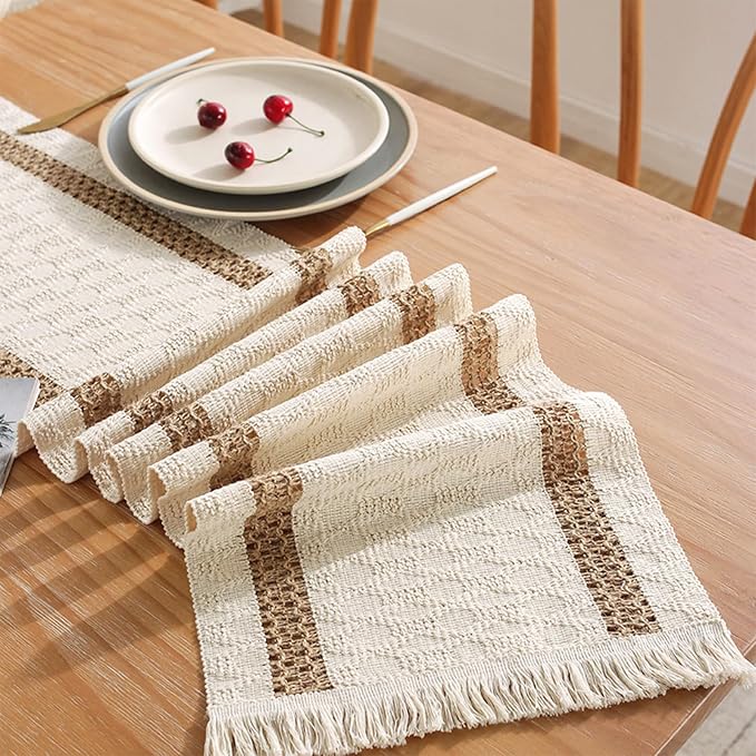 Boho Table Runner for Fall Thanksgiving Home Decor 12 x 72 Inches | Pottery - Image 3