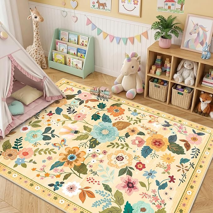 RELEANY Floral 3x5 Area Rugs Washable Print Boho Cute Carpet Non Slip Flower - Image 8