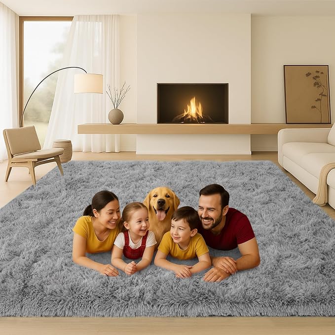 Large 9x12 Area Rug for Living Room, Soft Shag Rugs for Bedroom, Non-Slip Ultra - Image 3