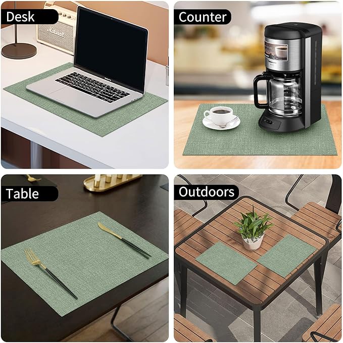 Faux Leather Heat Resistant Placemats 4 Packs, Waterproof Wipeable Dining PU - Image 9