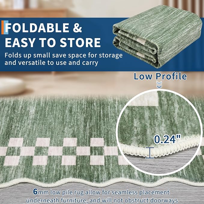 Washable Runner Rug 2x10 Modern Bordered Hallway Runner Rug Non Slip Kitchen - Image 7