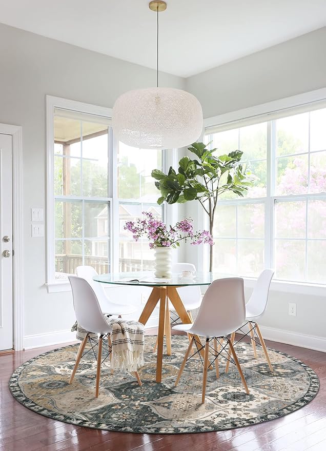 Lahome Moroccan Washable Round Rug 5ft, Soft Vintage Circle Rug - Image 7