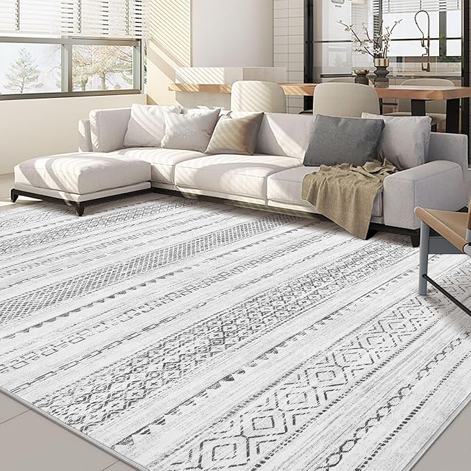 Nakagishi 10x14 Area Rugs Living Room: Washable Boho Large Neutral Modern Soft by NakagishiAreaRug