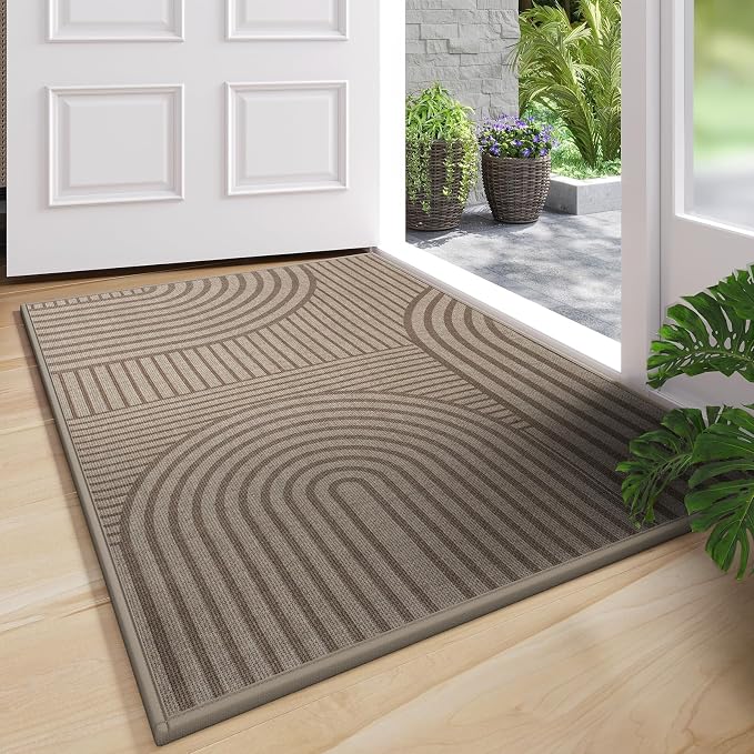 Front Door Mat 24''x35'', Absorbent Dirt Resist Washable Non Slip Low-Profile by QiCaiJia