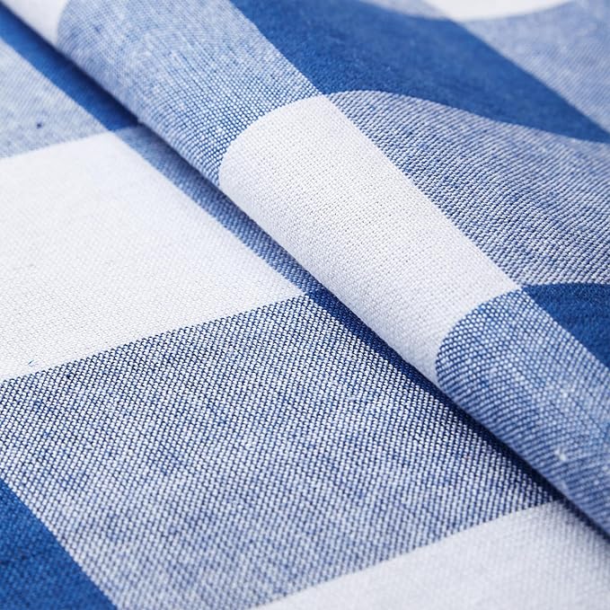 Encasa XO Table Runner, Woven Cotton Dining Runner 13"x91" Buffalo Blue Checks - Image 5