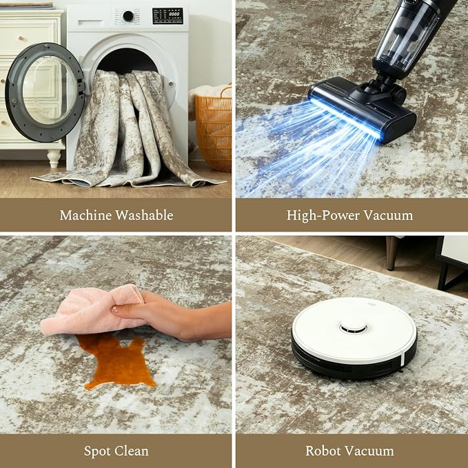 Rugflix 5x7 Area Rugs for Living Room, Washable Large Rug Stain-Resistant Low - Image 4