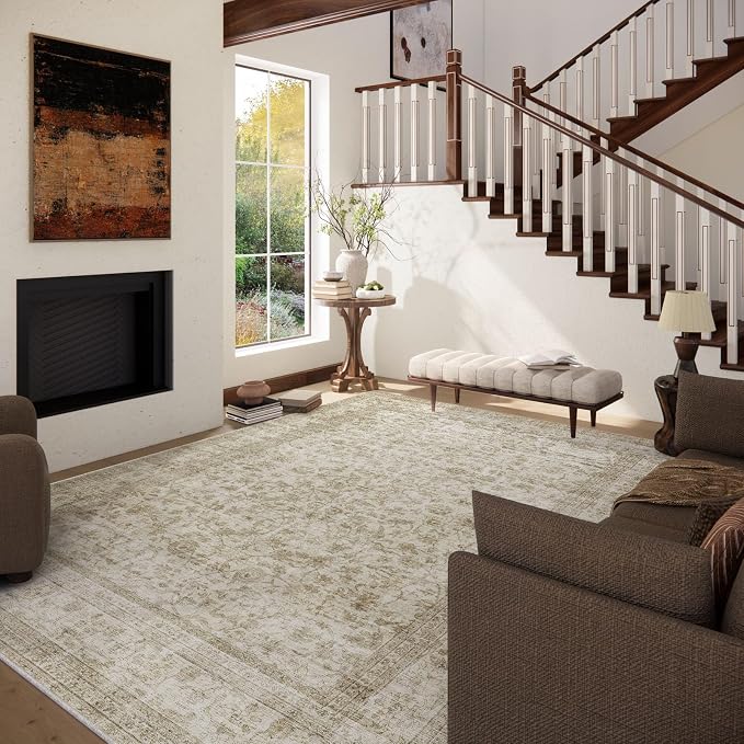 Machine Washable Rugs for Living Room: 5x7 Area Rugs for Bedroom Boho Vintage - Image 3