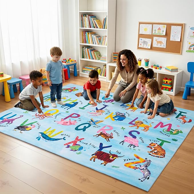 3x5 ABC Classroom Rug for Kids Playroom, Alphabet Rug - Image 3