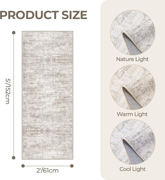 2x5 Rug Runner Washable for Entryway, Soft Bathroom Rugs - Image 2