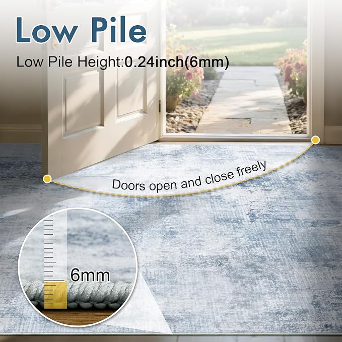2x6 Ft Washable Runner Rug, Non-Slip Low Pile Hallway Kitchen Area Rug - Image 7