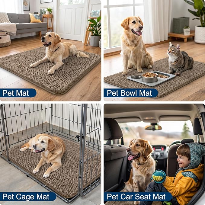 Smiry Dog Door Mat for Muddy Paws 59x24, Absorbent Dirt Trapper, Non-Slip - Image 6