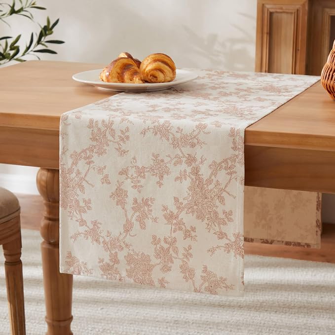 French Pastoral Farmhouse Table Runners, 13x36 Inch Taupe | 100% Organic Cotton - Image 7
