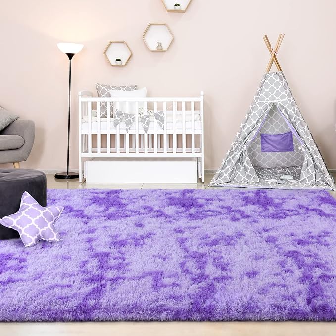 FlyDOIT Purple Tie-Dyed 8x10 Feet Large Rugs - Image 4